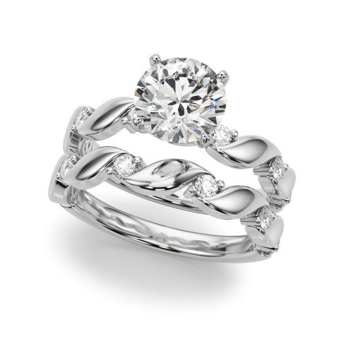 White gold Round Solitaire Twisted Band with Prong Setting