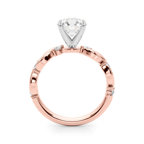Rose gold Heart Solitaire Twisted Band with Prong Setting