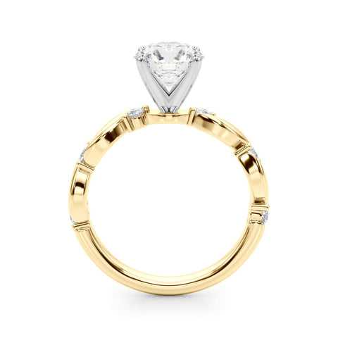Yellow gold Oval Solitaire Twisted Band with Prong Setting