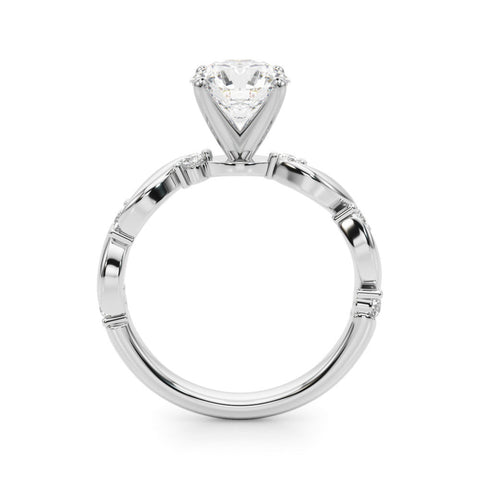 White gold Round Solitaire Twisted Band with Prong Setting