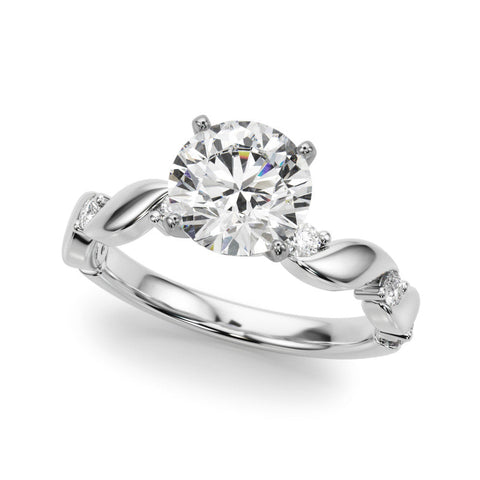 White gold Round Solitaire Twisted Band with Prong Setting