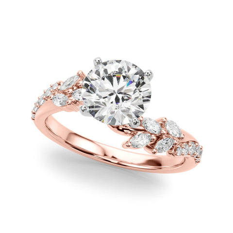 Rose gold Heart Solitaire Marquise Twist Band with Six-Prong Setting
