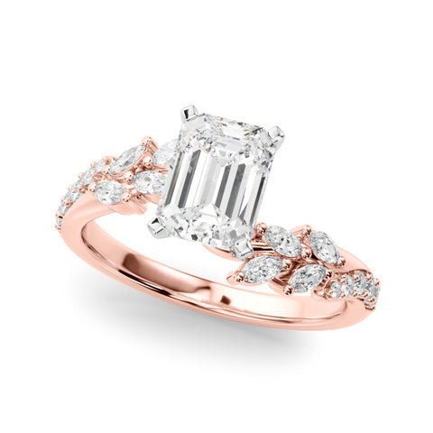 Rose gold Radiant Solitaire Marquise Twist Band with Six-Prong Setting