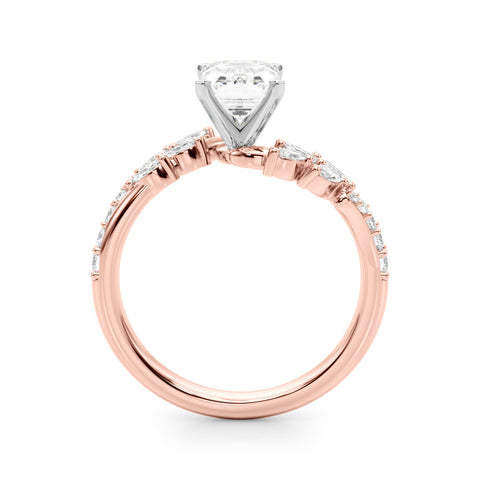 Rose gold Radiant Solitaire Marquise Twist Band with Six-Prong Setting