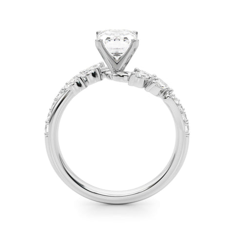 White gold Radiant Solitaire Marquise Twist Band with Six-Prong Setting