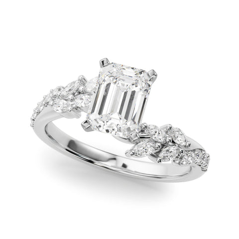 White gold Radiant Solitaire Marquise Twist Band with Six-Prong Setting