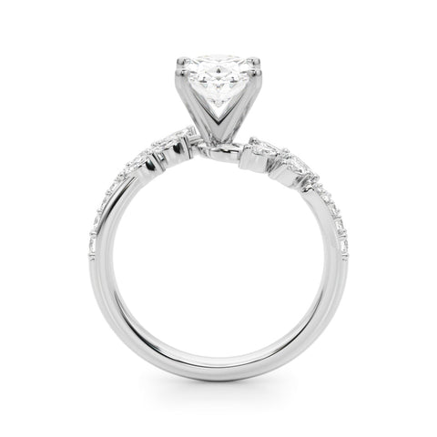 Platinum Oval Solitaire Marquise Twist Band with Six-Prong Setting