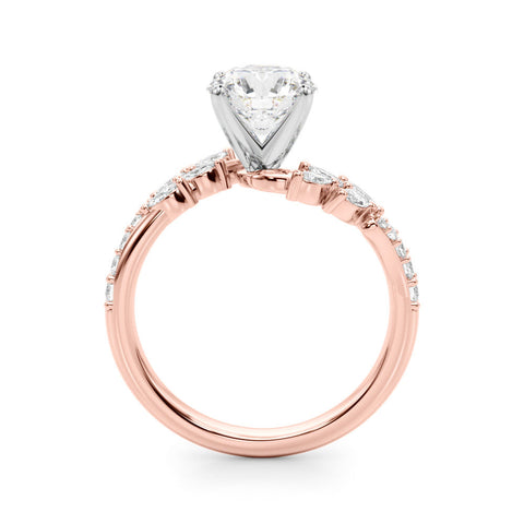 Rose gold Heart Solitaire Marquise Twist Band with Six-Prong Setting