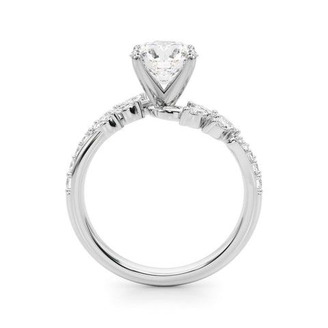 White gold Heart Solitaire Marquise Twist Band with Six-Prong Setting