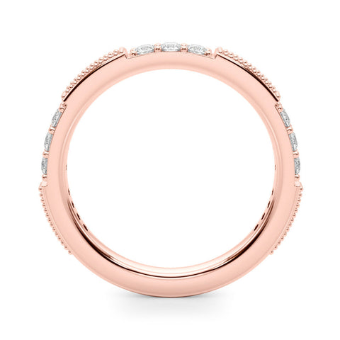 Rose gold Milgrain Round Diamond Pavé Channel Set White Gold Band