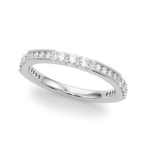 White gold Milgrain Round Diamond Pavé Channel Set White Gold Band