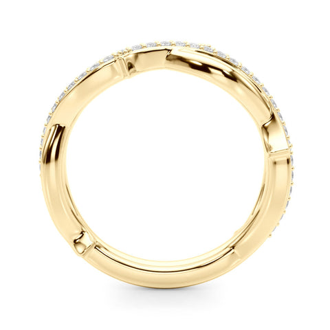 Yellow gold Pavé Round Diamond Twist Band with Channel Setting