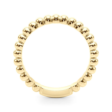 Yellow gold Beaded Round Stone Eternity Band with Bezel Setting