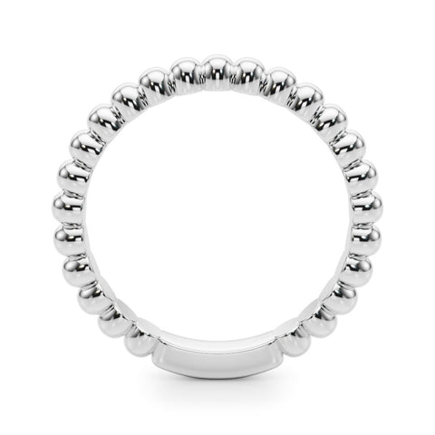 White gold Beaded Round Stone Eternity Band with Bezel Setting