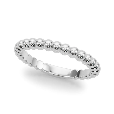 White gold Beaded Round Stone Eternity Band with Bezel Setting