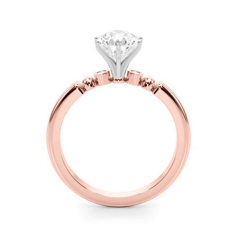 Rose gold Pear Solitaire Beaded Band with Four-Prong Setting