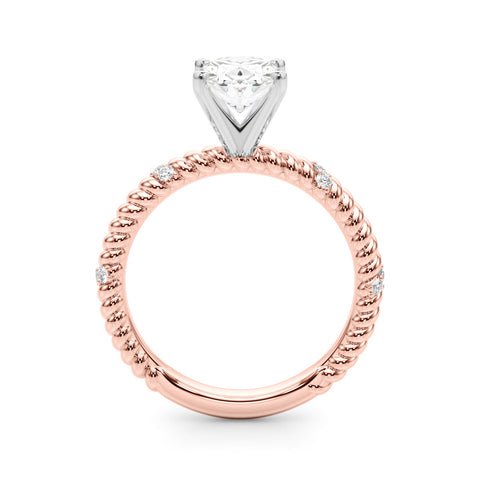Rose gold Oval Solitaire Twisted Band Prong Set Engagement Ring