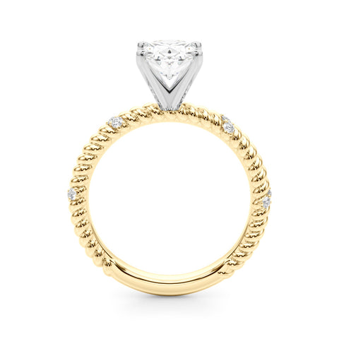 Yellow gold Oval Solitaire Twisted Band Prong Set Engagement Ring