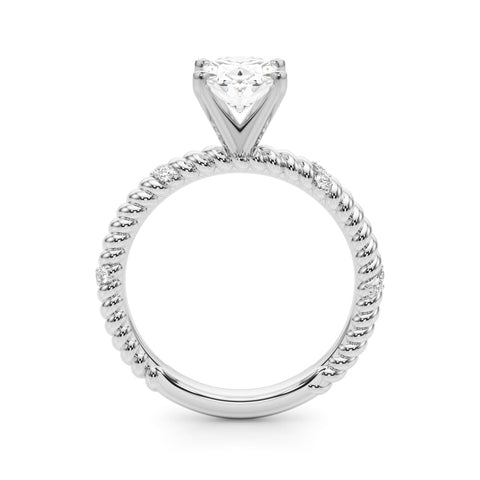 Silver Oval Solitaire Twisted Band Prong Set Engagement Ring