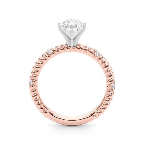 Rose gold Pear Solitaire Twisted Band Prong Set Engagement Ring