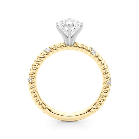 Yellow gold Pear Solitaire Twisted Band Prong Set Engagement Ring
