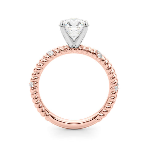 Rose gold Round Solitaire Twisted Band Prong Set Engagement Ring