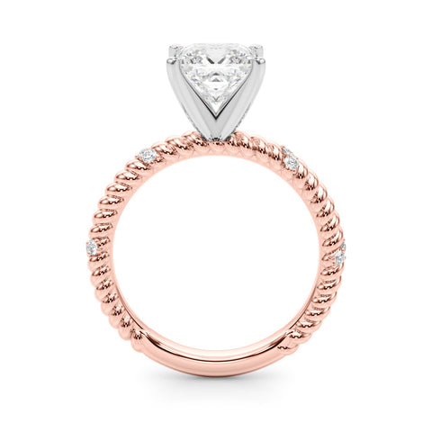 Rose gold Princess Solitaire Twisted Band Prong Set Engagement Ring