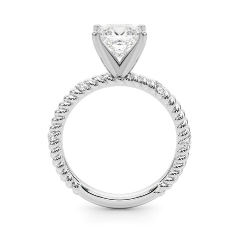 Platinum Princess Solitaire Twisted Band Prong Set Engagement Ring