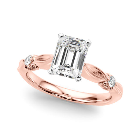 Rose gold Radiant Solitaire Diamond Twisted Band with Four-Prong Setting