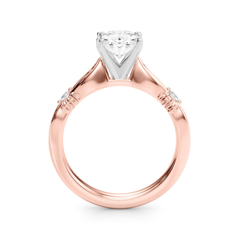 Rose gold Oval Solitaire Diamond Twisted Band with Four-Prong Setting