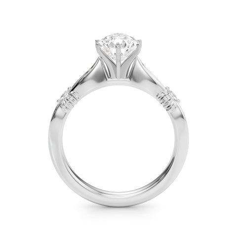 White gold Pear Solitaire Diamond Twisted Band with Four-Prong Setting