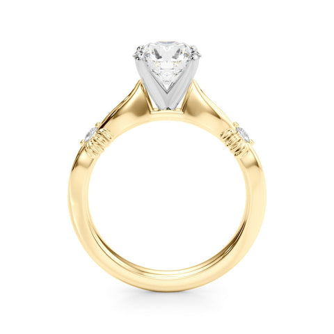 Yellow gold Round Solitaire Diamond Twisted Band with Four-Prong Setting
