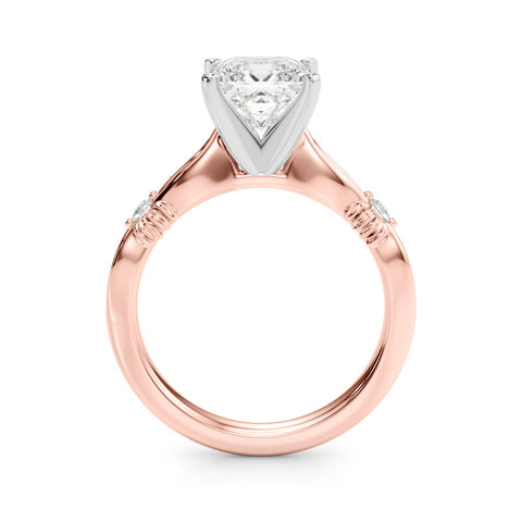 Rose gold Princess Solitaire Diamond Twisted Band with Four-Prong Setting