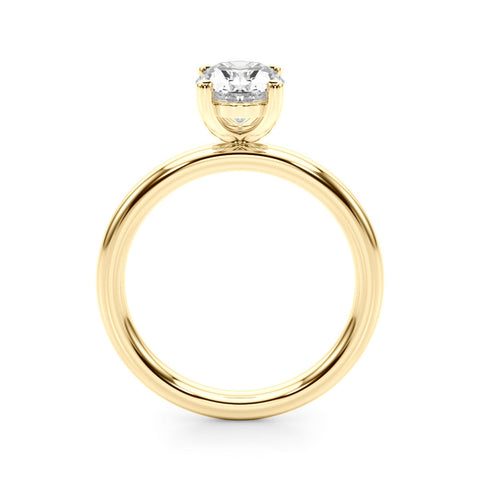Yellow gold Oval Solitaire Engagement Ring with Four-Prong Setting and Plain Band