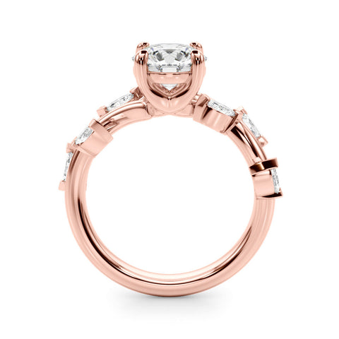Rose gold Round Solitaire Twisted Band Marquise Accent Prong Setting Ring