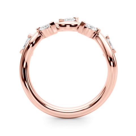 Rose gold Marquise Cut Twisted Band with Prong Setting