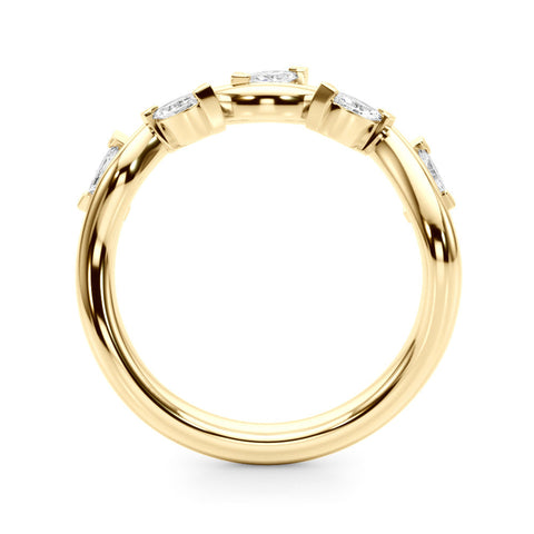 Yellow gold Marquise Cut Twisted Band with Prong Setting