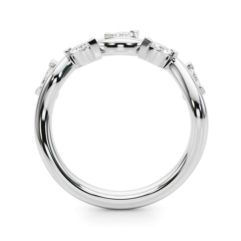 White gold Marquise Cut Twisted Band with Prong Setting