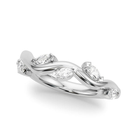 White gold Marquise Cut Twisted Band with Prong Setting