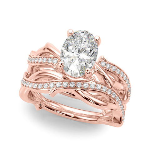 Rose gold Oval Solitaire Diamond Twist Band with Four-Prong Setting