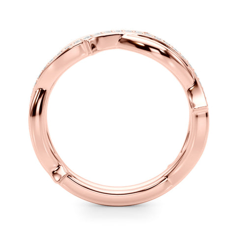 Rose gold Pavé Round Diamond Twist Band with Bezel Setting