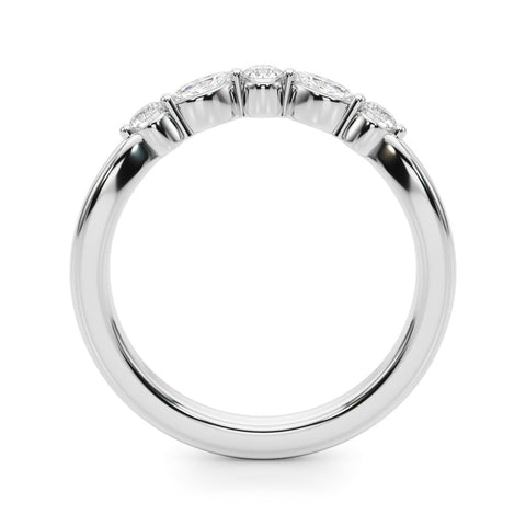 White gold Marquise and Round Diamond Half Eternity Band with Prong Setting