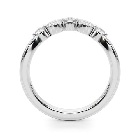 Platinum Round and Marquise Diamond Half Eternity Band with Prong Setting