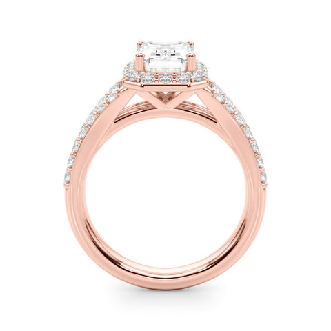 Rose gold Cushion-Cut Halo Split Shank Diamond Ring with Four-Prong Setting
