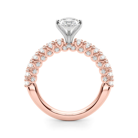 Rose gold Marquise Diamond Pavé Band Solitaire Ring with Four-Prong Setting