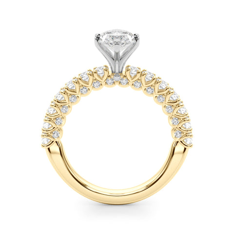 Yellow gold Marquise Diamond Pavé Band Solitaire Ring with Four-Prong Setting
