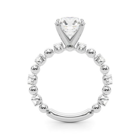 Platinum Round Solitaire Diamond Bezel-Set Eternity Band with Prong Setting