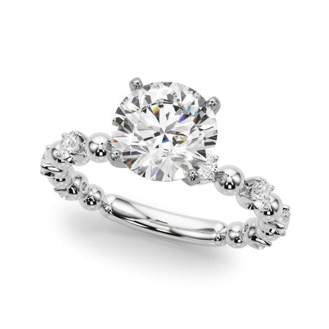 Platinum Round Solitaire Diamond Bezel-Set Eternity Band with Prong Setting
