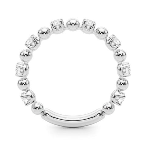 Silver Round Bezel Set Diamond Eternity Band with Prong Setting