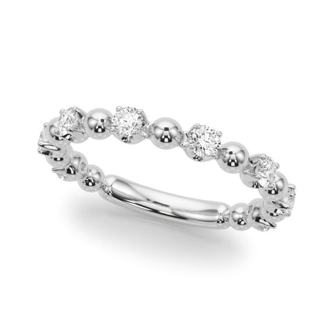 Silver Round Bezel Set Diamond Eternity Band with Prong Setting